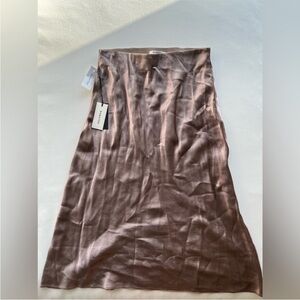 NWT Aritzia Babaton Satin Midi Skirt in Clay Argyle
